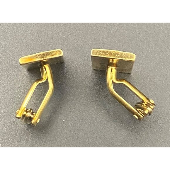 Vintage Rectangular Rolled Gold Cufflinks Ribbed Bar Design Groom Prom MCM - Picture 3 of 7